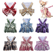 Φούστα με κολάρο σκύλου με φιόγκο Χαριτωμένο λουρί για κατοικίδια με λουρί στήθους σχοινί έλξης γάτα σκυλιά Ρούχα λουρί Γιλέκο Princess Tutu φόρεμα Φούστα