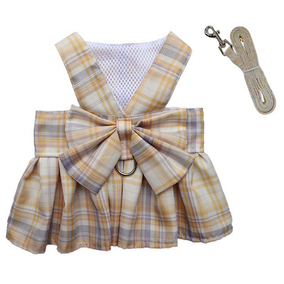 Φούστα με κολάρο σκύλου με φιόγκο Χαριτωμένο λουρί για κατοικίδια με λουρί στήθους σχοινί έλξης γάτα σκυλιά Ρούχα λουρί Γιλέκο Princess Tutu φόρεμα Φούστα