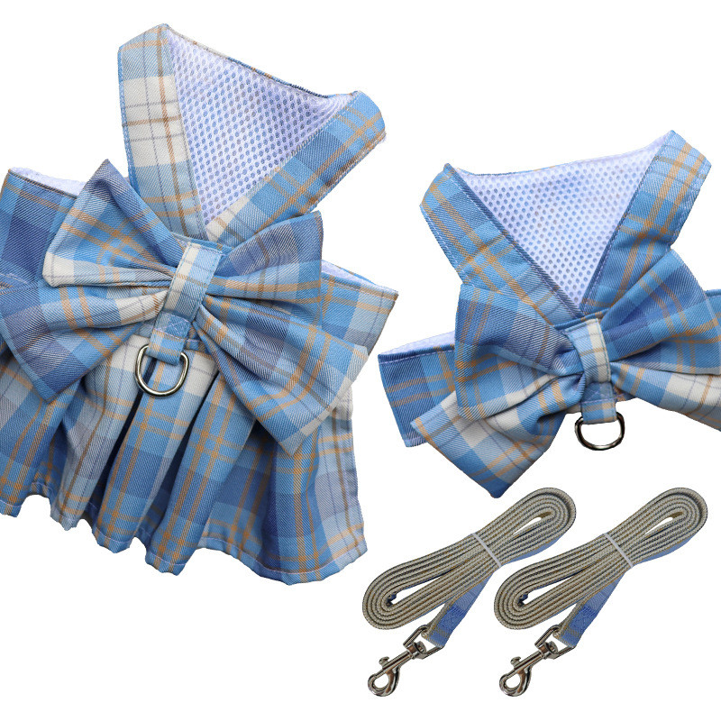 Φούστα με κολάρο σκύλου με φιόγκο Χαριτωμένο λουρί για κατοικίδια με λουρί στήθους σχοινί έλξης γάτα σκυλιά Ρούχα λουρί Γιλέκο Princess Tutu φόρεμα Φούστα