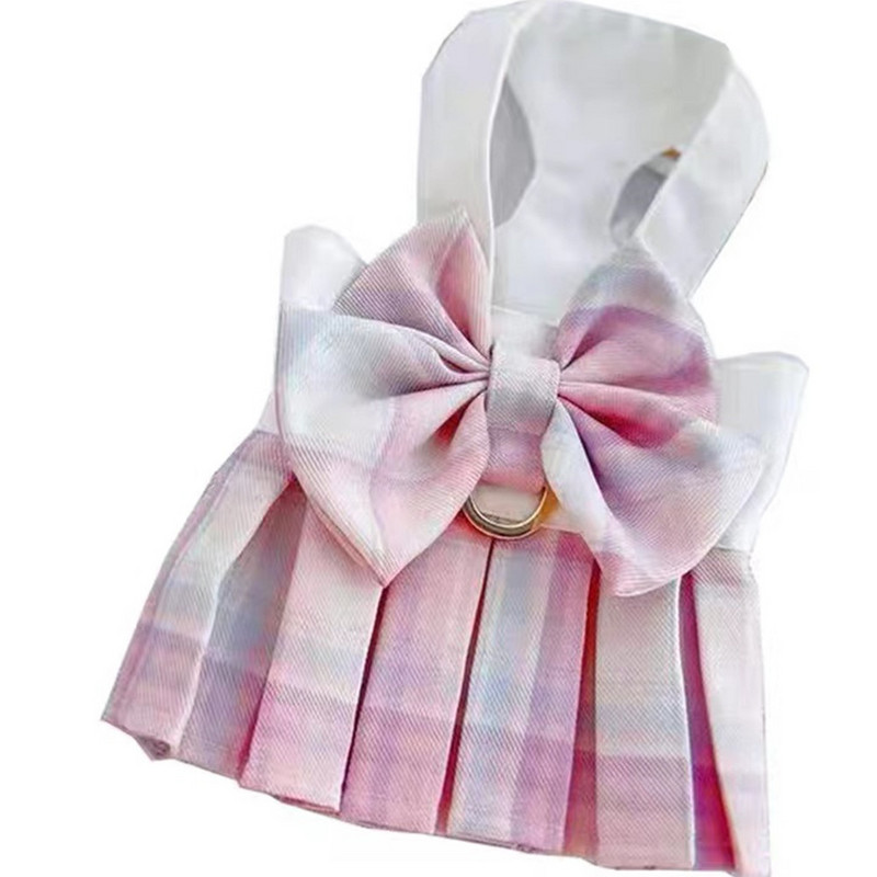 Haine pentru animale de companie Fusta cățelușă Vestă de vară Costum de tracțiune Frumusețe cu fundă Rochie în carouri Dulce Vestă pentru câini Mici Jachetă pentru pisici Yorkshire Chihuahua