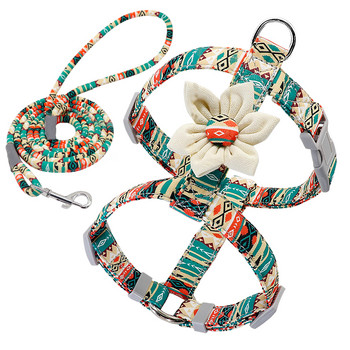 Nylon No Pull Dog Harness Printed Ρυθμιζόμενο γιλέκο για κουτάβι κατοικίδιο ζώο με λουρί για μικρούς μεσαίους σκύλους Γάτες Chihuahua Pug