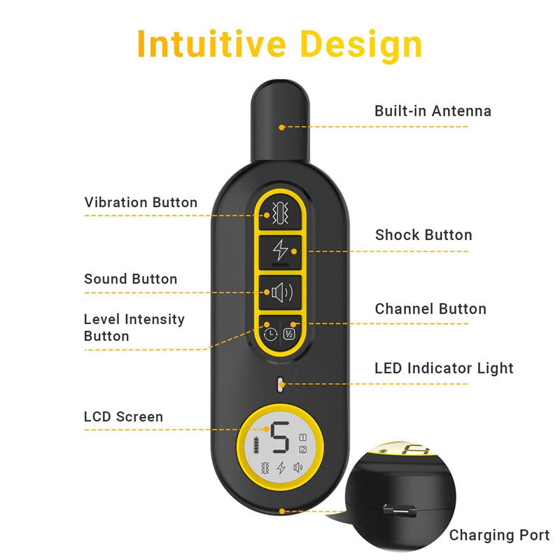Zgarda de șoc pentru câini Zgarda de dresaj pentru câini, impermeabilă, cu telecomandă reîncărcabilă, rază de control de 1200 de metri, pentru câini mici/medii/mari