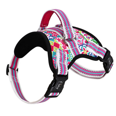 Ham pentru câini mare, imprimat reflectorizant, vestă durabilă din nailon pentru animale de companie, ham pentru câini fără tragere, vestă reglabilă pentru câini de dimensiuni medii mari