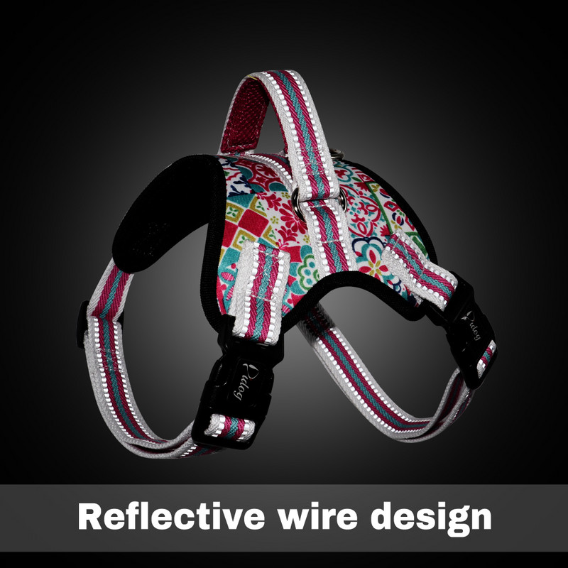 Ham pentru câini mare, imprimat reflectorizant, vestă durabilă din nailon pentru animale de companie, ham pentru câini fără tragere, vestă reglabilă pentru câini de dimensiuni medii mari