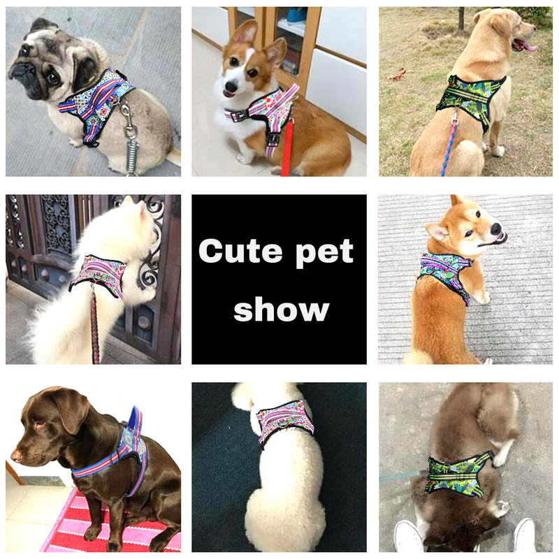 Ham pentru câini mare, imprimat reflectorizant, vestă durabilă din nailon pentru animale de companie, ham pentru câini fără tragere, vestă reglabilă pentru câini de dimensiuni medii mari