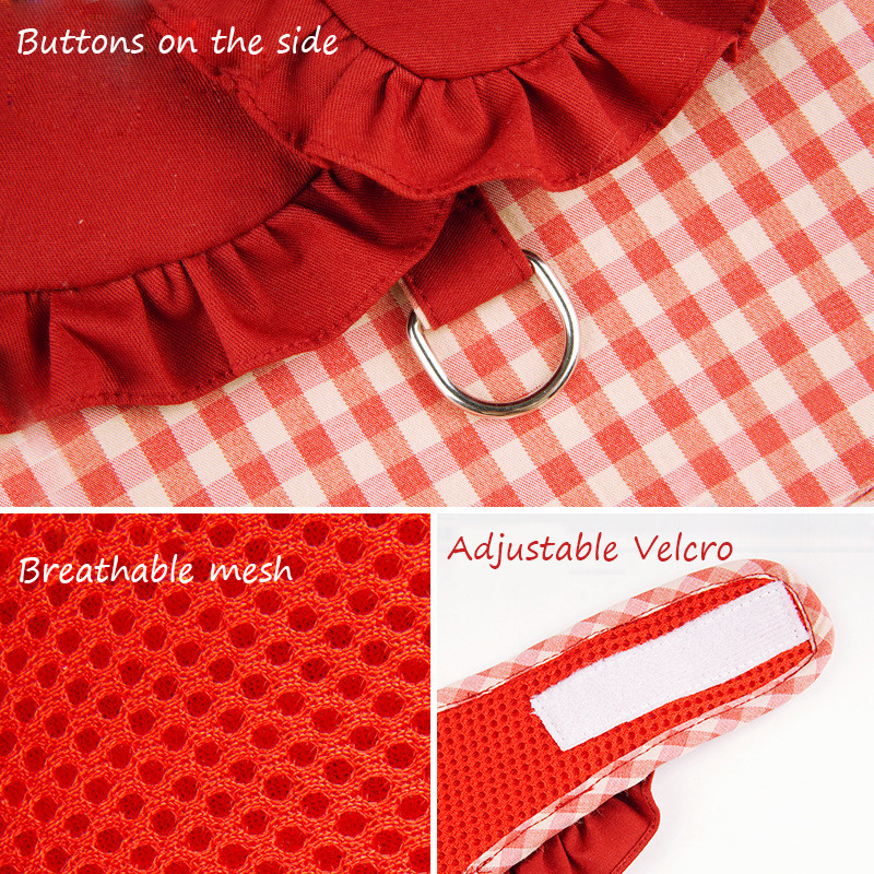 Set de ham și lesă pentru câini în carouri, pisici, accesorii drăguțe pentru plimbare pentru animale de companie, cu guler, vestă pentru cățeluș, haine pentru câini de talie mică, chihuahua