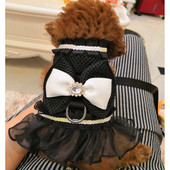 Čipkasta haljina za pse u japanskom stilu, pojas, mašna, luksuzna princeza, mrežasta povodac, povodac za kućne ljubimce, prsluk, prsluk za pse od slatkog kamena, povodac za hodanje.