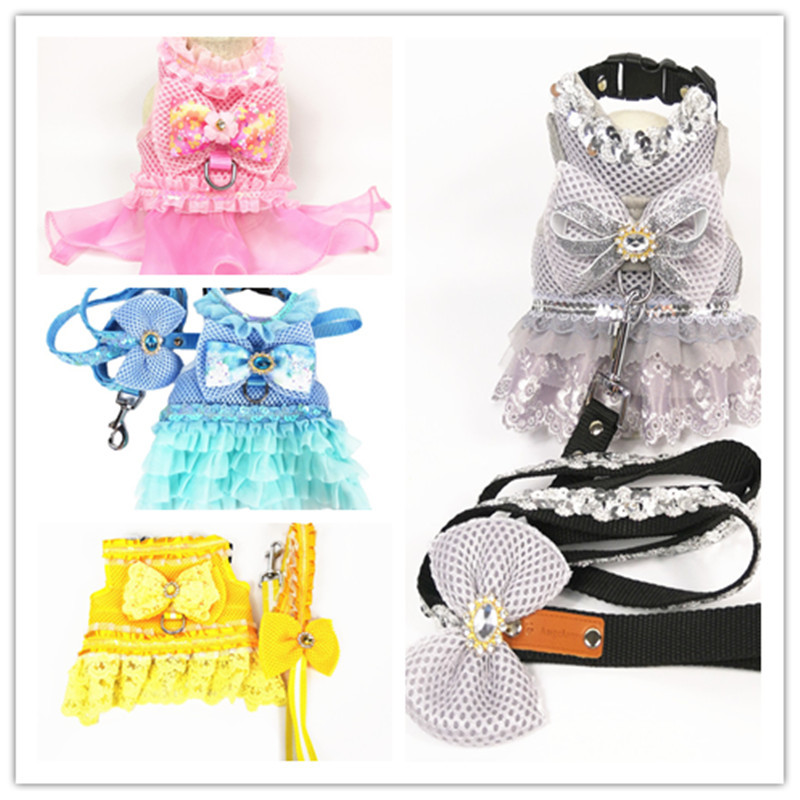 Čipkasta haljina za pse u japanskom stilu, pojas, mašna, luksuzna princeza, mrežasta povodac, povodac za kućne ljubimce, prsluk, prsluk za pse od slatkog kamena, povodac za hodanje.