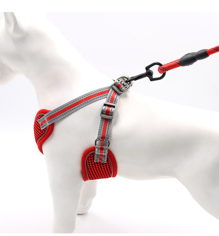 Set de ham și lesă pentru animale de companie Vestă cu plasă moale pentru câini, reflectorizant reglabil pentru câini de talie medie, curea pieptului, frânghie de tracțiune, accesorii pentru animale de companie