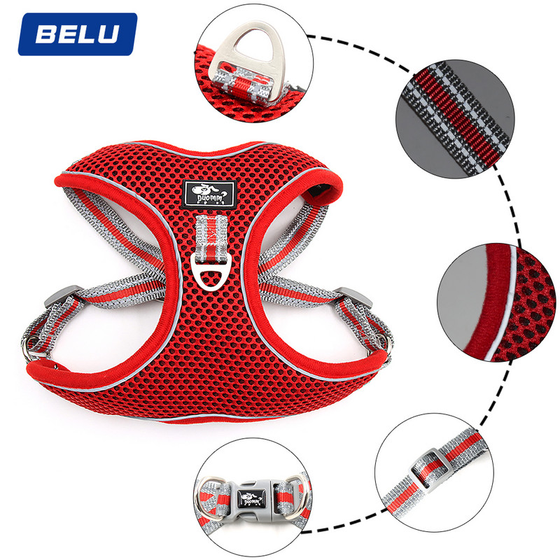 Set de ham și lesă pentru animale de companie Vestă cu plasă moale pentru câini, reflectorizant reglabil pentru câini de talie medie, curea pieptului, frânghie de tracțiune, accesorii pentru animale de companie