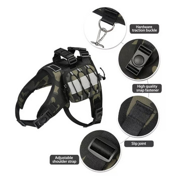 Σακίδιο πλάτης Tactical Dog Harness Nylon γιλέκο εκπαίδευσης κατοικίδιων με Self Carry σακίδιο για σκύλους για μικρά μεσαία μεγάλα σκυλιά