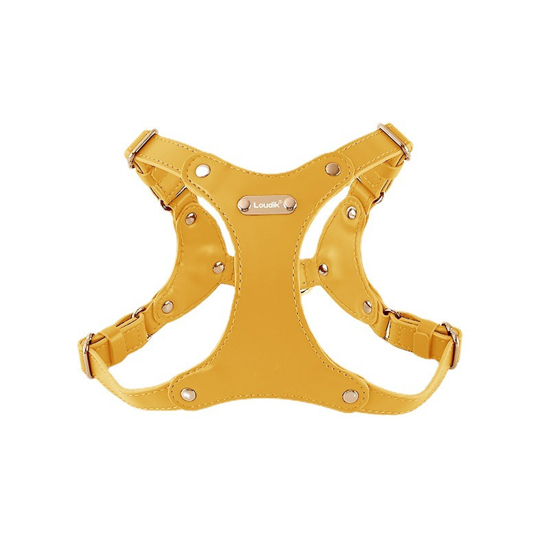 Ham din piele pentru câini cu cataramă metalică, respirabil, reglabil, ham pentru câini de talie mică, mijlocie, accesorii pentru plimbarea animalelor de companie în aer liber