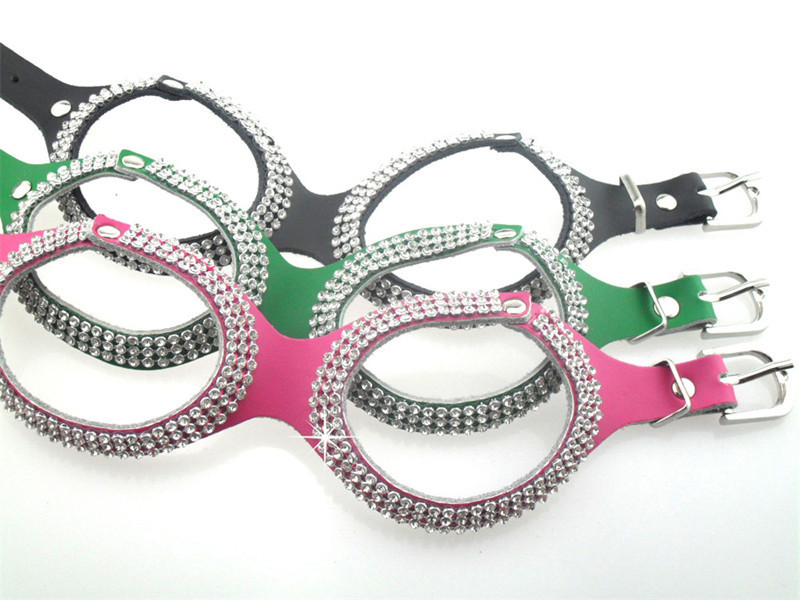 Produktai naminiams gyvūnėliams Naujas dizainas Natūralios karvės minkštos odos mados Bling Kalnų krištolinio akmens diržai šunims mažiems šunims Čihuahua Rose Juoda Žalia