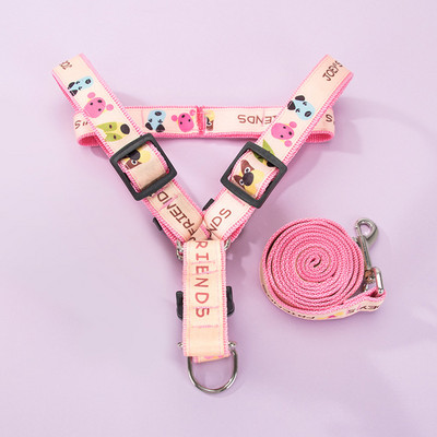 Set pojaseva za pse s dinosaurima. Prsluk s povodcem za pse sa slatkim crtićima Podesivi pojas za mačke s printom na platnu Povodci za pse Potrepštine za pse