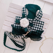 Set de plumb pentru rochie de vestă cu ham de lux pentru doamnă pentru animale de companie, cu fustă din dantelă tutu, pentru petrecere, nuntă, câine mic, guler de cățeluș, costum Chihuahua pugs