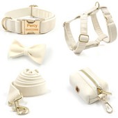 Εξατομικευμένο κολάρο με λουρί για σκύλους Προσαρμοσμένο βελούδινο λουρί με λουρί Φιόγκος για μικρού μεγέθους, μεσαίου μεγέθους σκύλους, τσάντα διανομής τσάντας κακάου