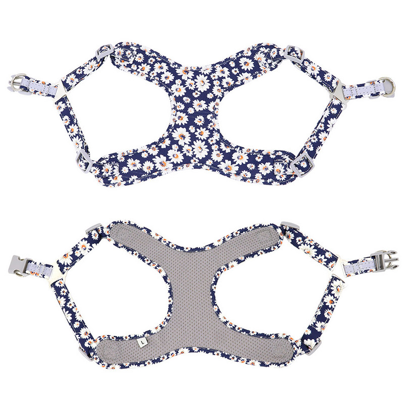 Harnaș pentru câini din nailon din plasă, vestă reflectorizată pentru câini, hamuri respirabile pentru animale de companie, veste pentru câini mici, mijlocii mari, imprimeu flori chihuahua