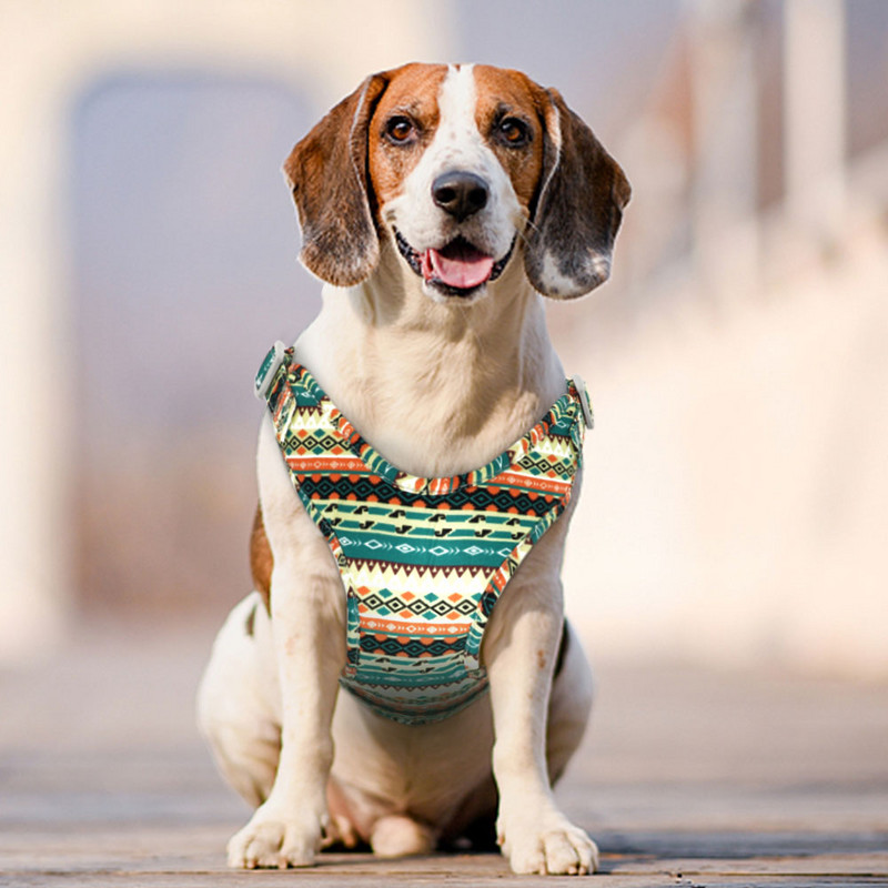 Harnaș pentru câini din nailon din plasă, vestă reflectorizată pentru câini, hamuri respirabile pentru animale de companie, veste pentru câini mici, mijlocii mari, imprimeu flori chihuahua