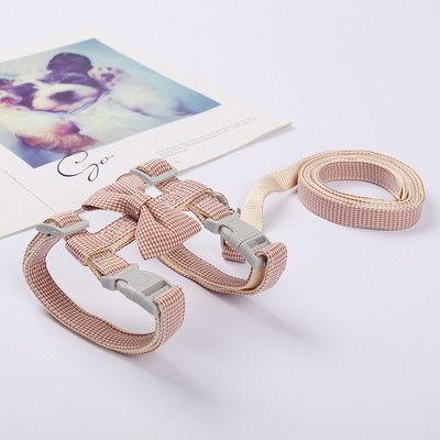 Reguleeritavad väikesed koerarakmed Ruuduline kassivesti juhtmed koos kikilipsuga lemmikloomarihmaga koertele ja kassidele Kassipoegade kaelarihm hulgimüük roosa pruun