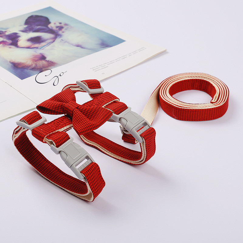 Reguleeritavad väikesed koerarakmed Ruuduline kassivesti juhtmed koos kikilipsuga lemmikloomarihmaga koertele ja kassidele Kassipoegade kaelarihm hulgimüük roosa pruun