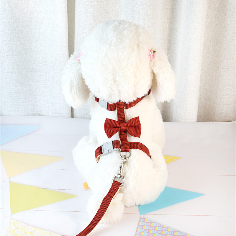 Reguleeritavad väikesed koerarakmed Ruuduline kassivesti juhtmed koos kikilipsuga lemmikloomarihmaga koertele ja kassidele Kassipoegade kaelarihm hulgimüük roosa pruun