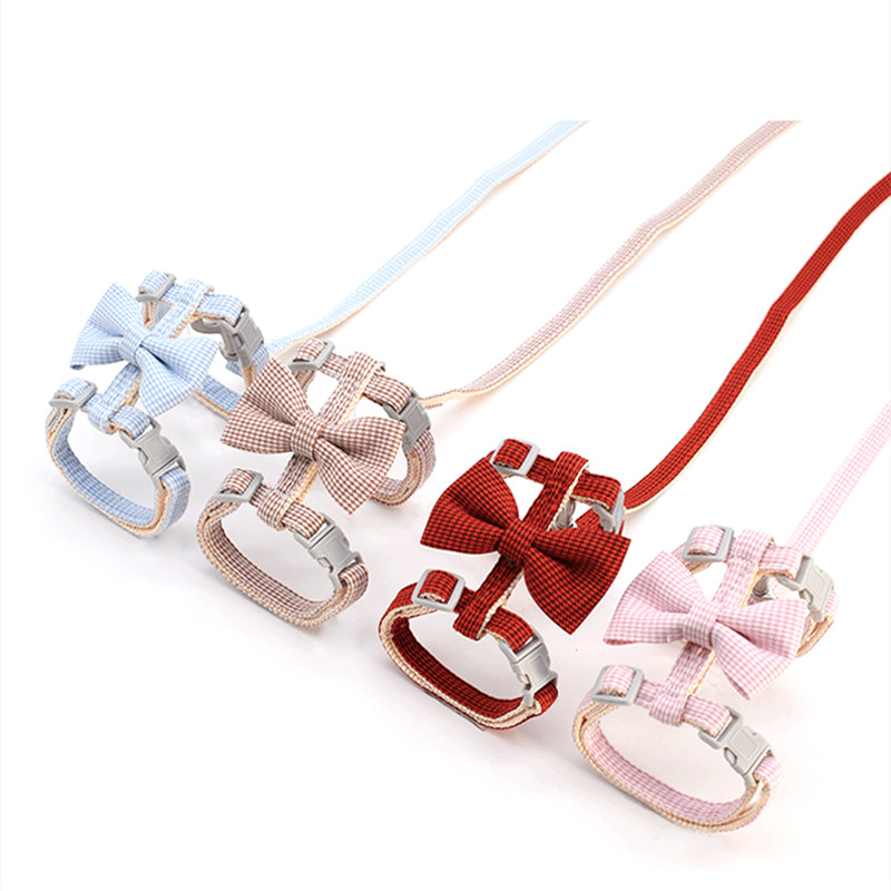 Reguleeritavad väikesed koerarakmed Ruuduline kassivesti juhtmed koos kikilipsuga lemmikloomarihmaga koertele ja kassidele Kassipoegade kaelarihm hulgimüük roosa pruun