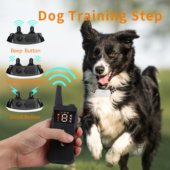 Ударен нашийник за големи кучета Акумулаторен нашийник за обучение на кучета с дистанционно 800M обхват на управление за 15-100lbs кучета