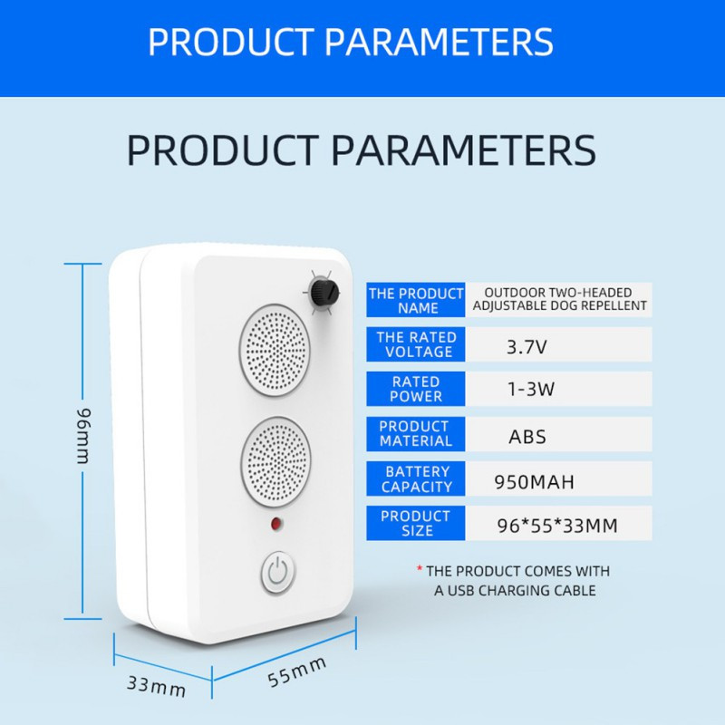 Lemmikloomakoerte haukumisvastane seade USB-laetav välistingimustes töötav ultraheli koerte haukumise tõrjevahendid haukumise kontrollimiseks