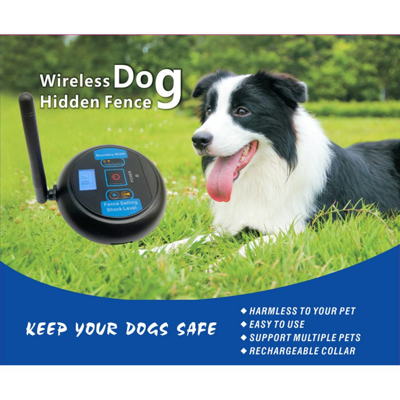 Pet Wireless Trainer Bark Stopper Elektronička ograda za kućne ljubimce Psi Sustav zadržavanja Šok ogrlice Vodootporni punjivi prijemnik