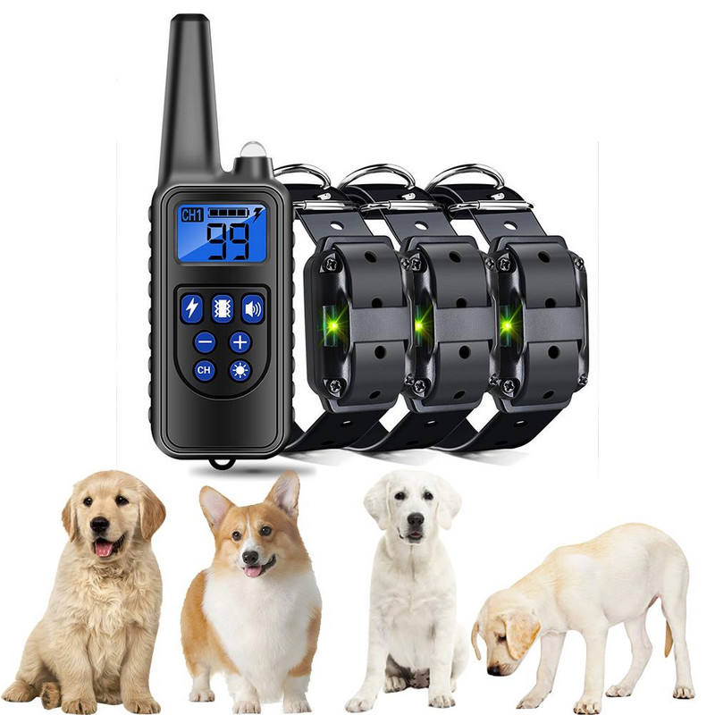 Šunų dresavimo antkaklis nuo žievės 800 metrų nuotolinis elektroninis šuns antkaklis, skirtas dideliam vidutiniam mažam šuniui, vibracija, JAV kištukas