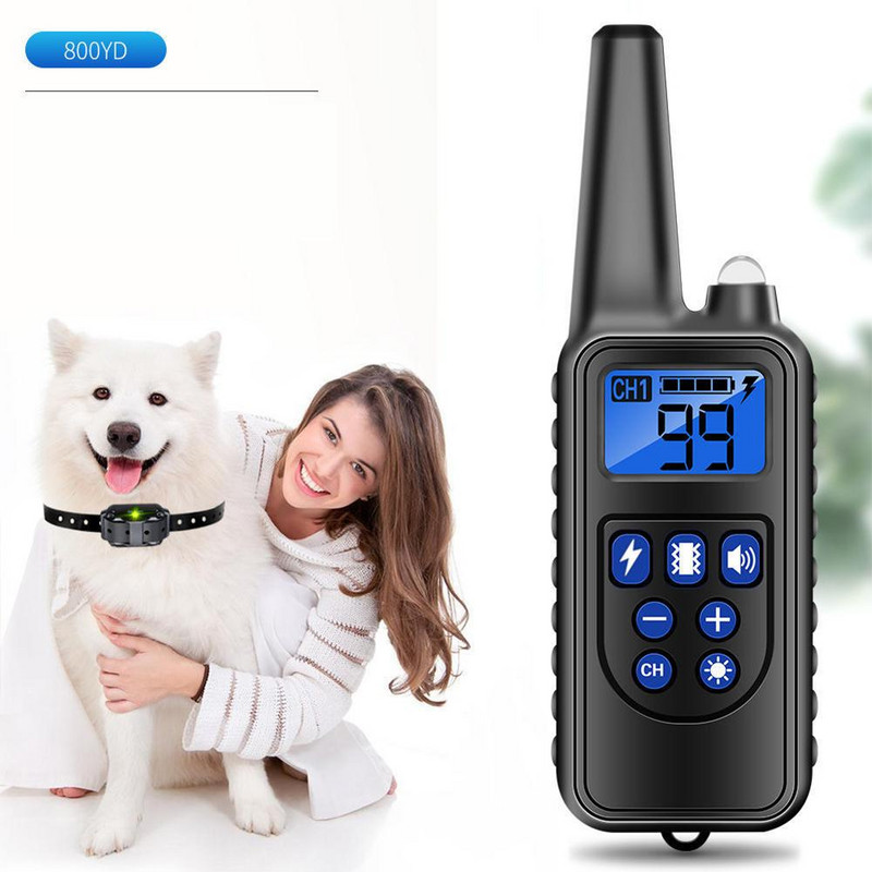 Šunų dresavimo antkaklis nuo žievės 800 metrų nuotolinis elektroninis šuns antkaklis, skirtas dideliam vidutiniam mažam šuniui, vibracija, JAV kištukas