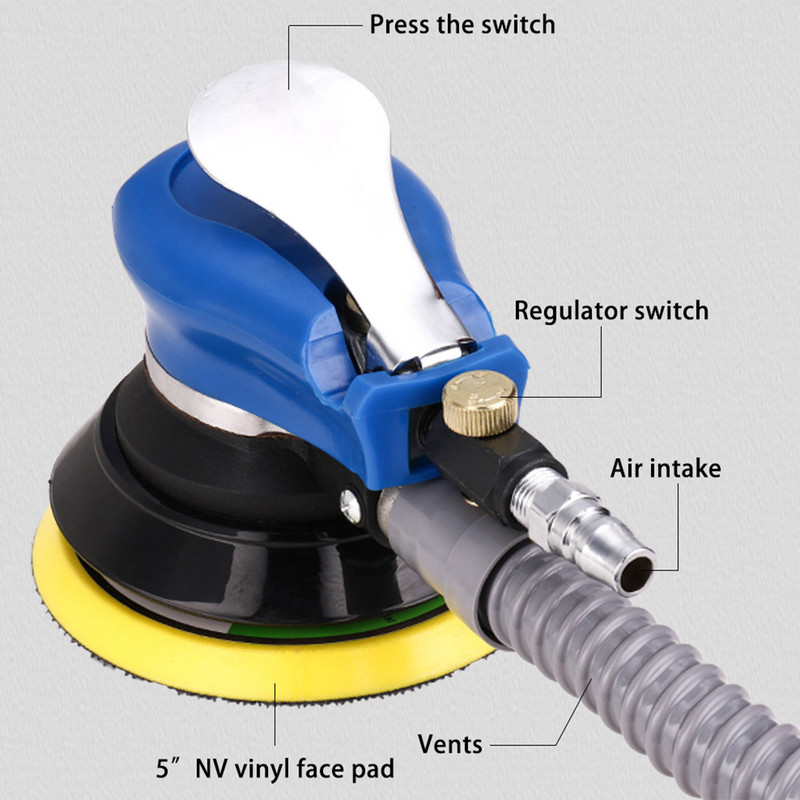 Slefuitor de mașini pentru detaliere orbitală aleatorie Tampon pentru barcă Slefuitor profesional cu aspirator Set instrument de lustruire de 5 inch