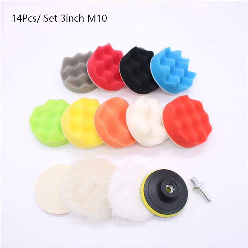 Set de discuri de lustruit auto de 2/3/6/ inch Pad de lustruit Burete pentru epilare cu ceară Auto-adeziv Detaliere auto Adaptor pentru foraj de lustruit