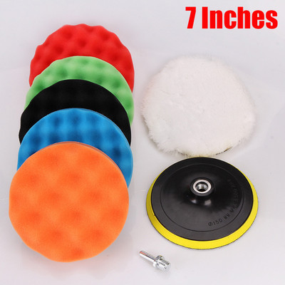 8 buc Kit de lustruit auto-adeziv pentru lustruire cu ceară Burete de lână Tampă de lustruit pentru roți de lustruit Adaptor de foraj pentru șlefuitor de mașină Curățarea detaliilor