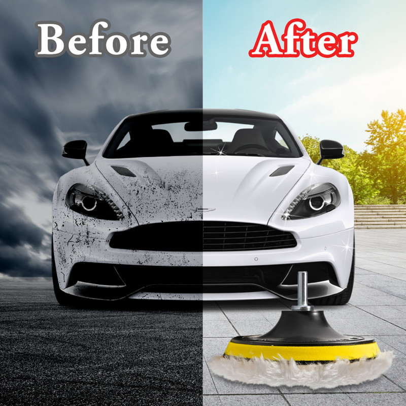 Kit de lustruire de 3/4/5 inch Pad de lustruit Disc cu burete pentru epilare cu ceară Roată de lână pentru polizor de frumusețe pentru caroserie, aparat de spălat mașină