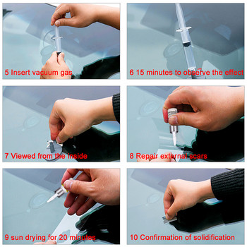Комплект за ремонт на предно стъкло на автомобила Комплект инструменти за ремонт на предно стъкло за възстановяване на UV светлина Направи си сам Автомобилен комплект за стъкло за чип пукнатини