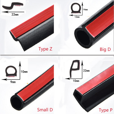 4 Meters Shape B P Z Big D Car Door Seal Strips EPDM Rubber Noise Insulation Weatherstrip Soundproof Car Seal Strong adhensive