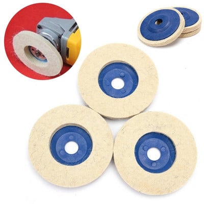 4 Inch 16 Holes 100mm Wool Polishing Wheel Buffing Pads Angle Grinder Wheel Felt Disc Polisher for Glass Ceramics Detailing Tool