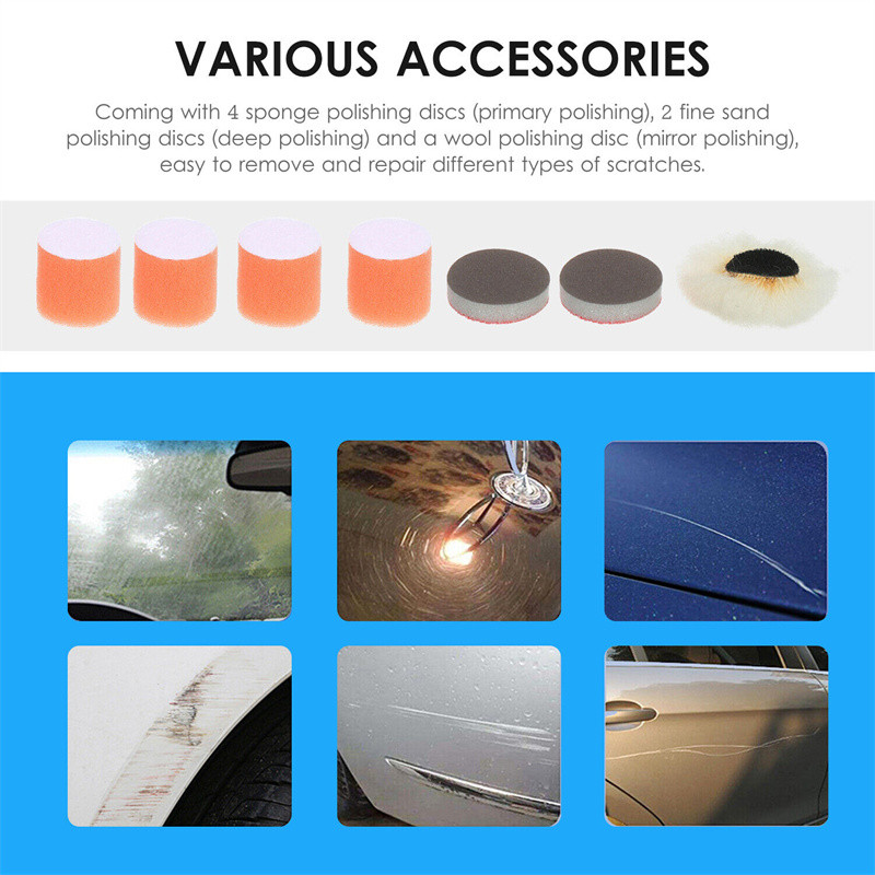 60W stroj za poliranje USB kabel za punjenje 8500RPM promjenjive brzine za poliranje automobila Stroj za vosak Alat za popravak ogrebotina na automobilu