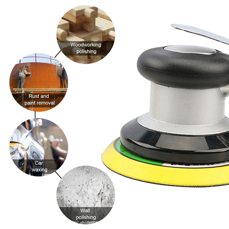 Μίνι πνευματικό γυαλιστικό μηχάνημα χειρός Orbital Air Sander 5"/6" 13500rpm Στιλβωτή αυτοκινήτου υψηλής ταχύτητας Εργαλείο αέρα μηχανής λείανσης