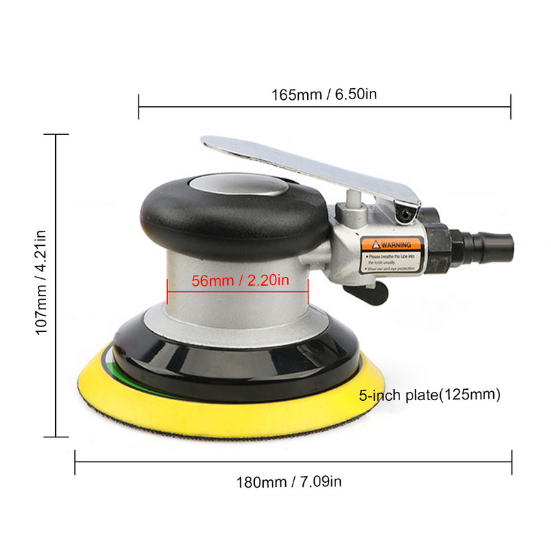 Μίνι πνευματικό γυαλιστικό μηχάνημα χειρός Orbital Air Sander 5"/6" 13500rpm Στιλβωτή αυτοκινήτου υψηλής ταχύτητας Εργαλείο αέρα μηχανής λείανσης