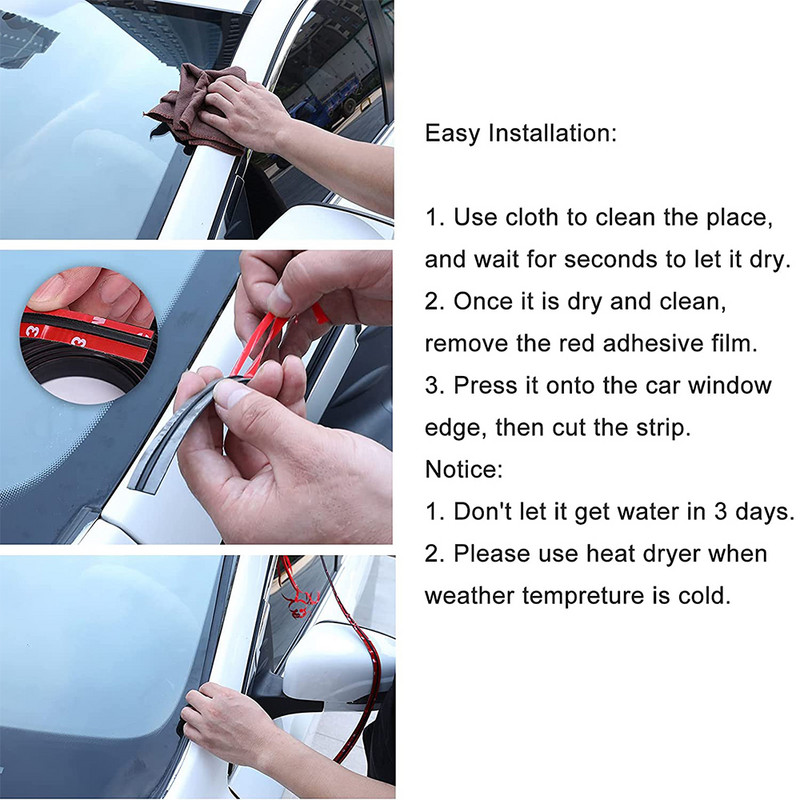 Nelaidi garso izoliacinė juostelė 200 cm guminė automobilio stogo priekinio stiklo sandariklio apsauginė juostelė lango sandarinimo juostelė