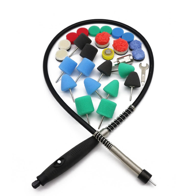 Mini tampon de lustruit Detaliu pentru mașină Tampoane de lustruit pentru foraj M14 Set de roți de lustruit cu arbore flexibil din burete Set de mașină de lustruit automat