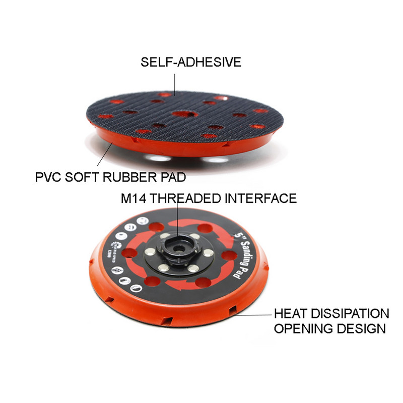 Placă de suport pentru lustruire de 5 inch 6 inch 125 mm 150 mm 6 găuri Disc Pad de șlefuit Placă din spate autoadeziv pentru polizor DA