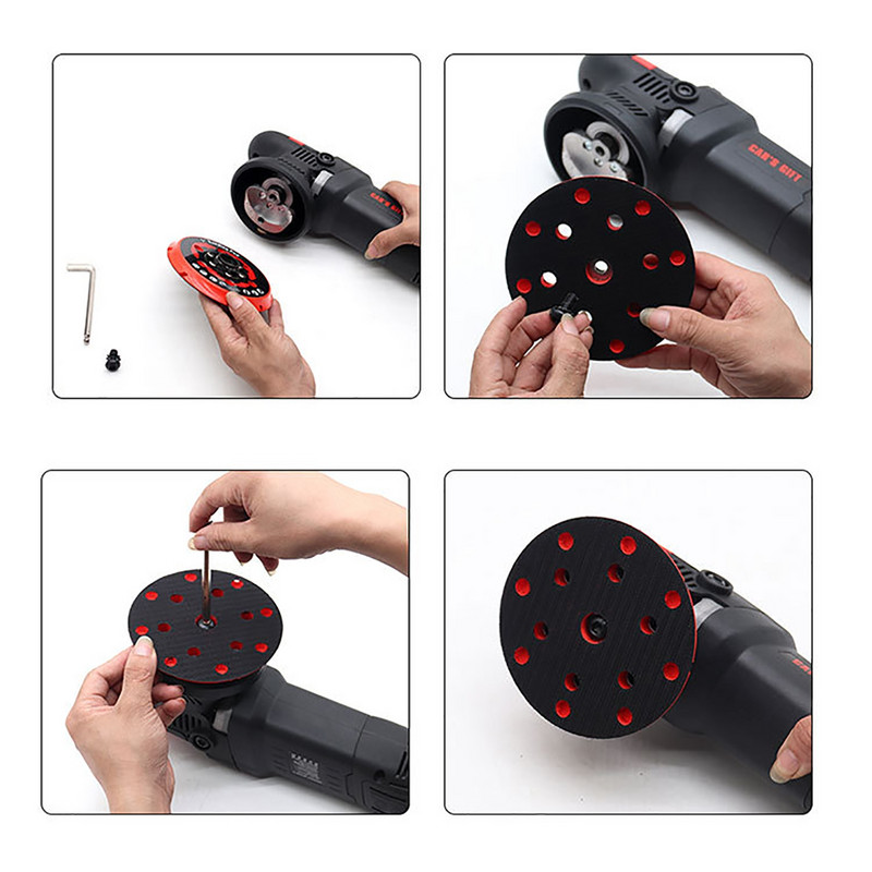 Placă de suport pentru lustruire de 5 inch 6 inch 125 mm 150 mm 6 găuri Disc Pad de șlefuit Placă din spate autoadeziv pentru polizor DA