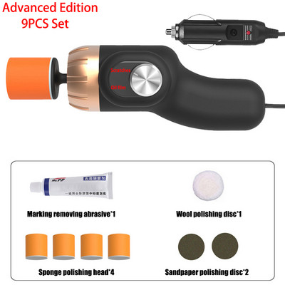 9PCS Stroj za poliranje automobila Mini električni alat za uklanjanje ogrebotina za dubinsko staklo