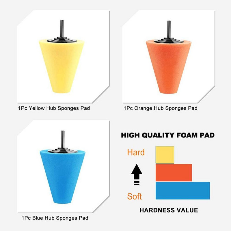 3 5 6 7 inch Burete de lustruit pentru mașină Tampoane de ceară Kit de lustruit pentru barcă Auto Lustruit Tampon de foraj Lustruirea roților Îndepărtează zgârieturile