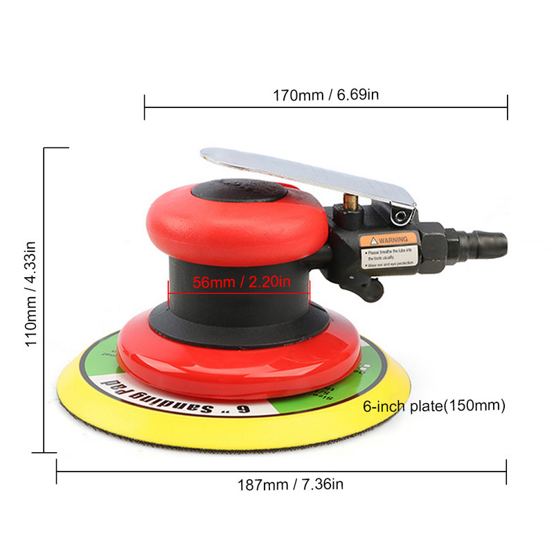 5 colių / 6 colių mini pneumatinė poliravimo staklės Orbitinis oro šlifuoklis 13500 RPM didelės spartos automobilių poliravimo staklės rankinis šlifavimo staklės oro įrankis