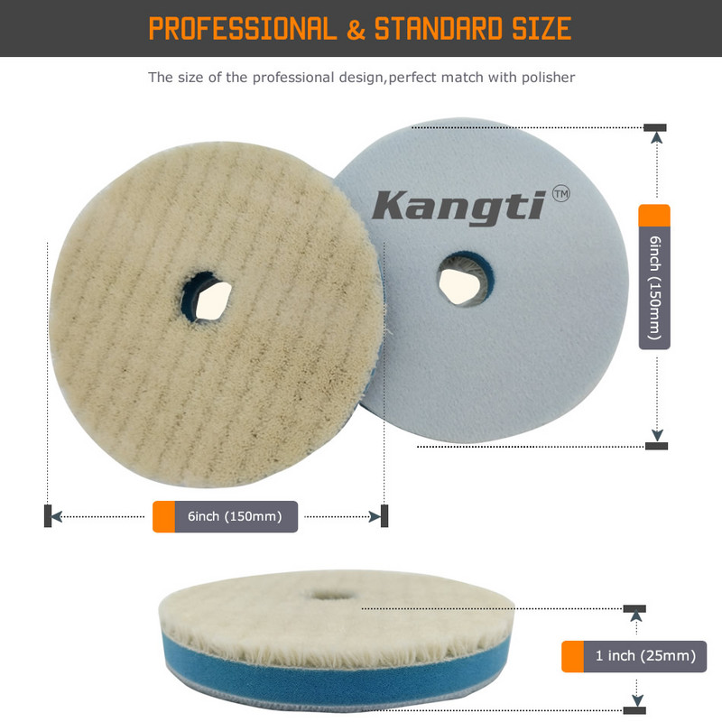 Μάλλινο μαξιλαράκι στίλβωσης 5/6/7 ιντσών για γυαλιστικό αυτοκινήτου Αποτρίχωση με κερί Τρίψιμο Τροχού από αφρό μαλλί Ιαπωνίας, Auto Polish Car