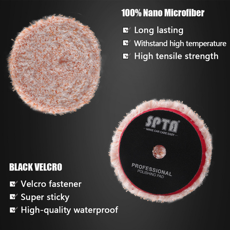 SPTA 6 bucăți de lustruit auto 3/5/6 inch tampon de lustruit din microfibră tampon de lustruit cu ceară de etanșare pentru șlefuitor auto DA/RO îndepărtarea tamponului de ceară